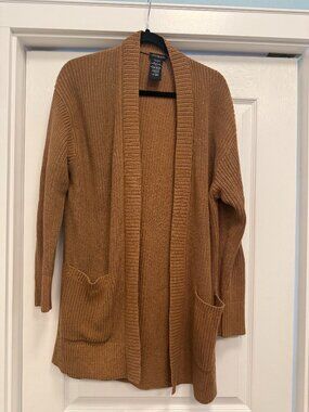 Max & Mia 100% Cotton Open Cardigan, Carmel, Size Large